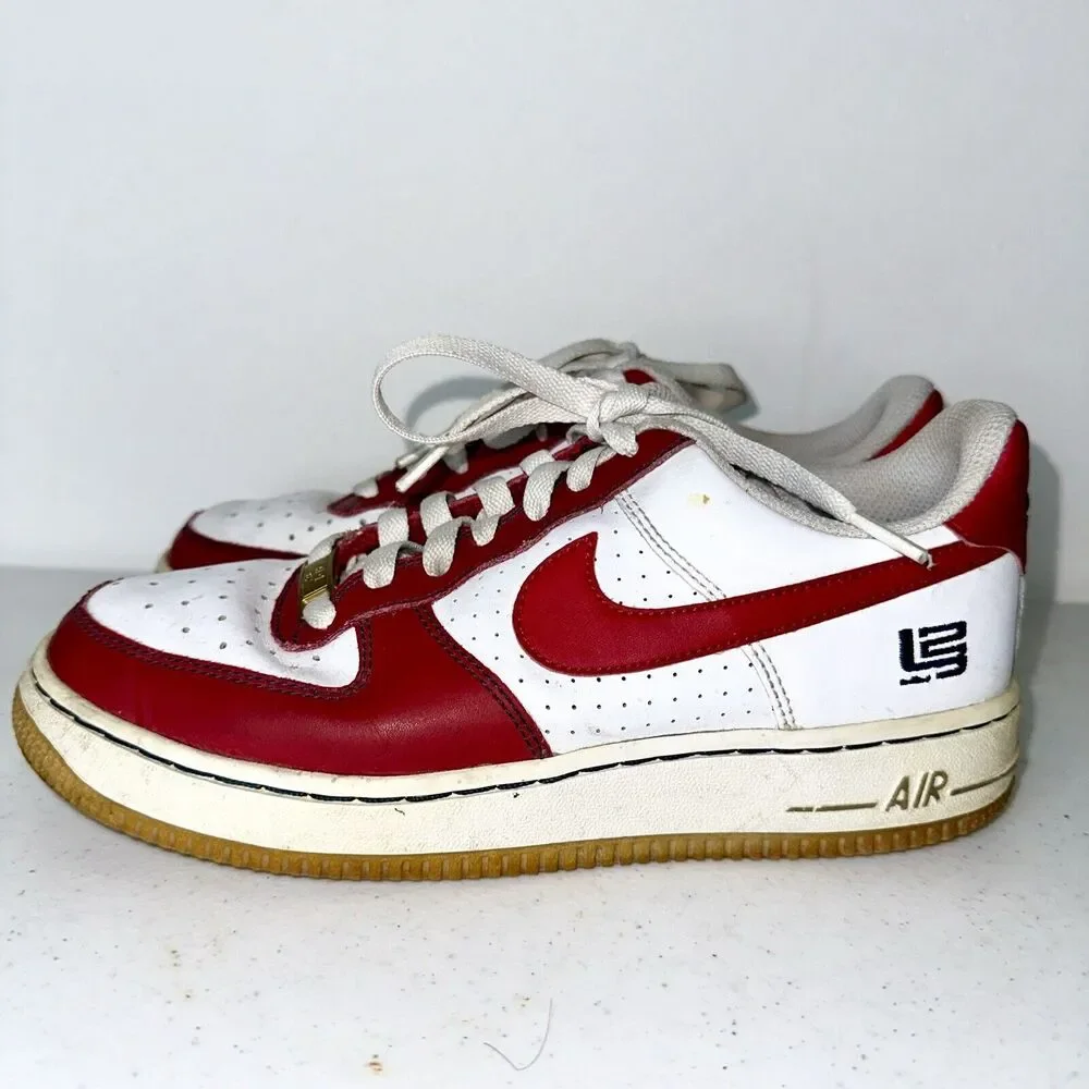 Nike Air Force 1 low LeBron 2009 Sz 5.5‎ youth Rare Retro Red & White